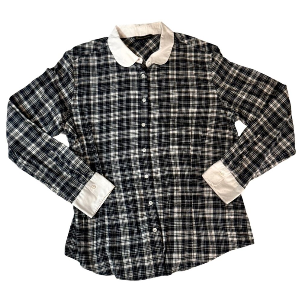 Brooks Brothers Tartan Button Up Shirt Girl's 16 Preppy Dark Academia Schoolcore